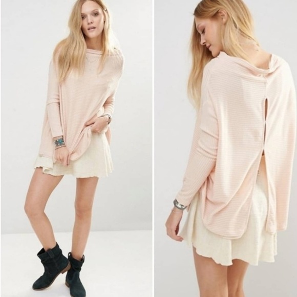 Free People Lovers Rib Split Back Pullover Top - Picture 1 of 6